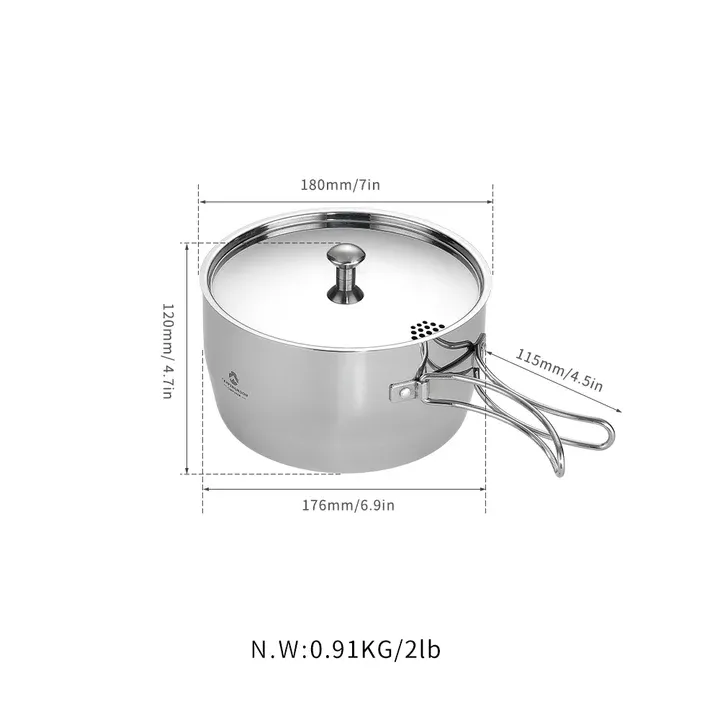 Campingmoon CC-18 Three Layer Stainless Steel Pot - Small