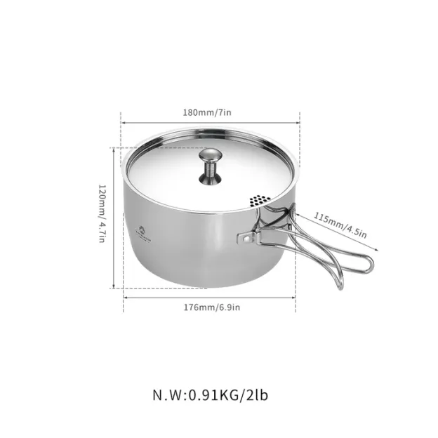 Campingmoon CC-18 Three Layer Stainless Steel Pot - Small