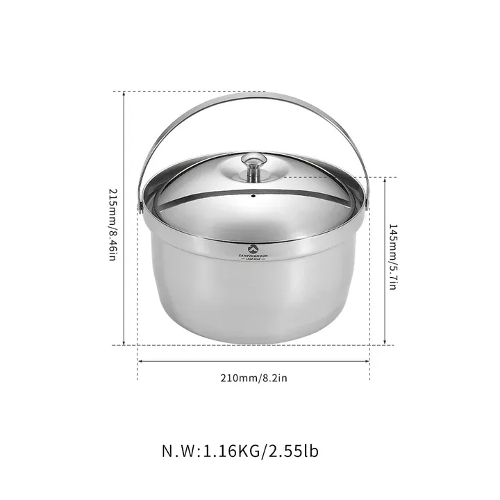 Campingmoon CC-21 Three Layer Stainless Steel Pot -Medium
