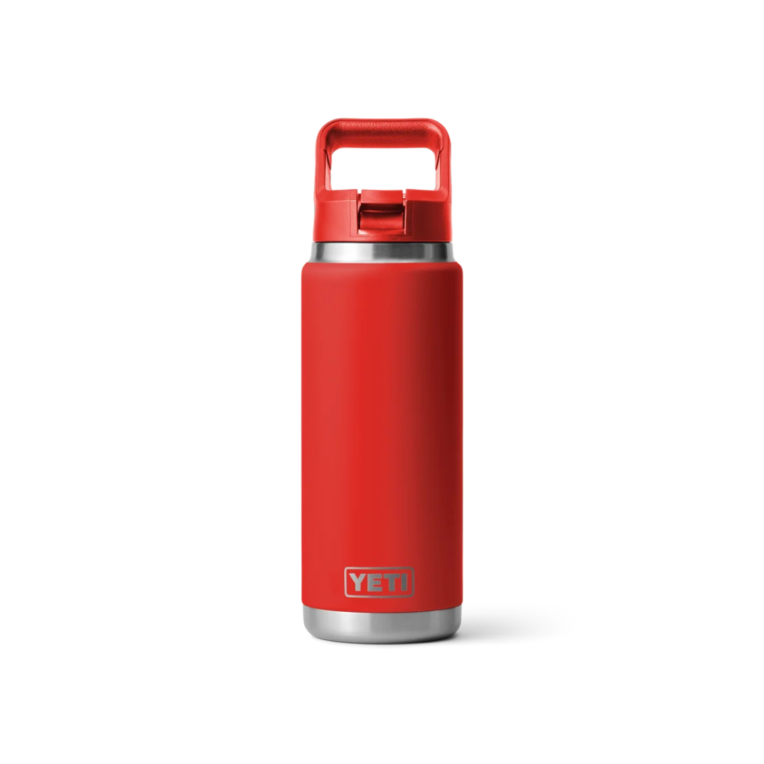 YETI Rambler 26 oz Water Bottle With Color-Matched Straw Cap - Rescue Red