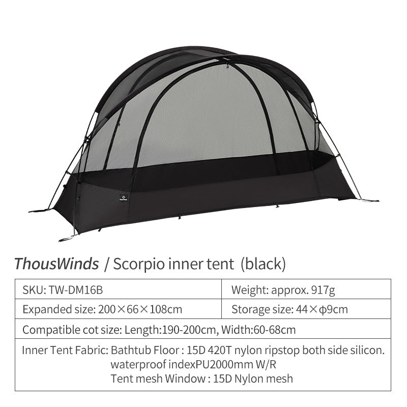 Thous Winds Scorpio 1 person Mesh Tent - Black-Goritta Works Sdn. Bhd. 202501017603 (1619017-X)