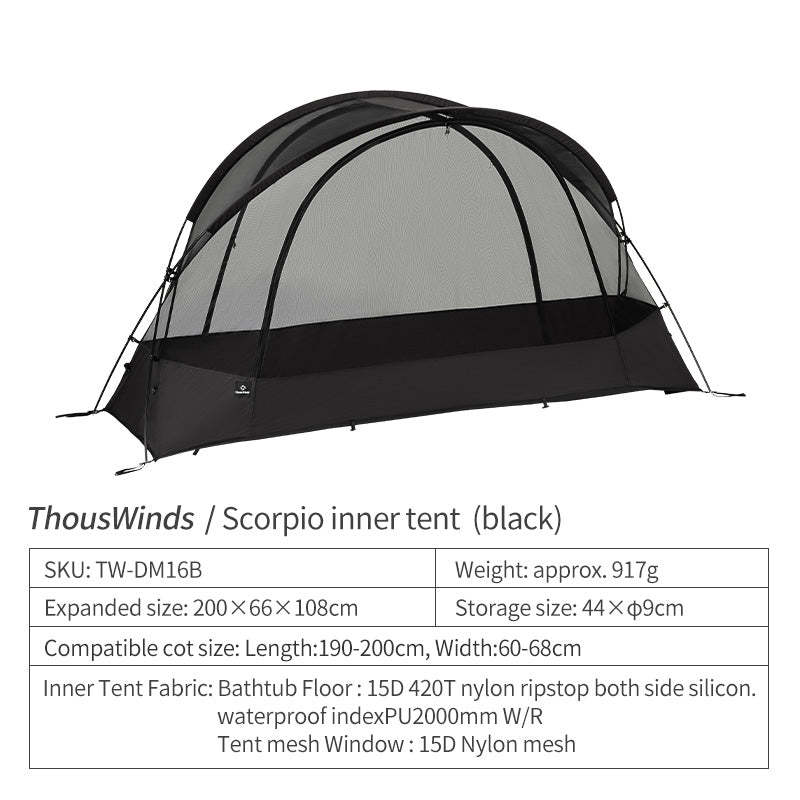 Thous Winds Scorpio 1 person Mesh Tent - Black-Goritta Works Sdn. Bhd. 202501017603 (1619017-X)