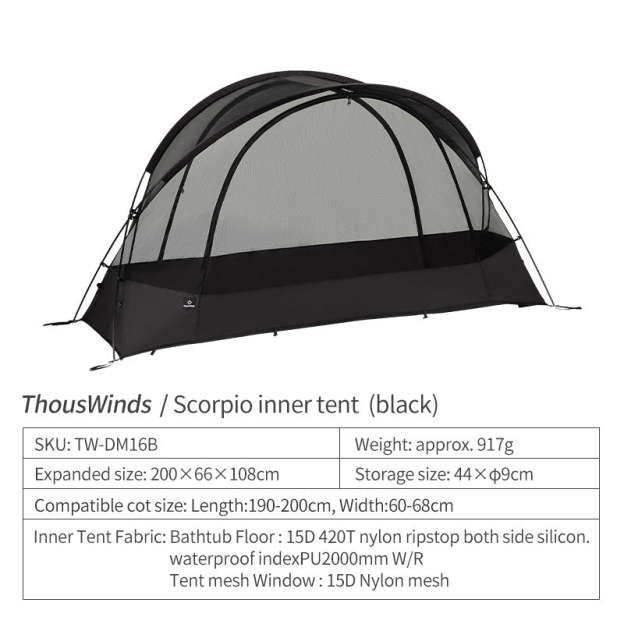 Thous Winds Scorpio 1 person Mesh Tent - Black-Goritta Works Sdn. Bhd. 202501017603 (1619017-X)