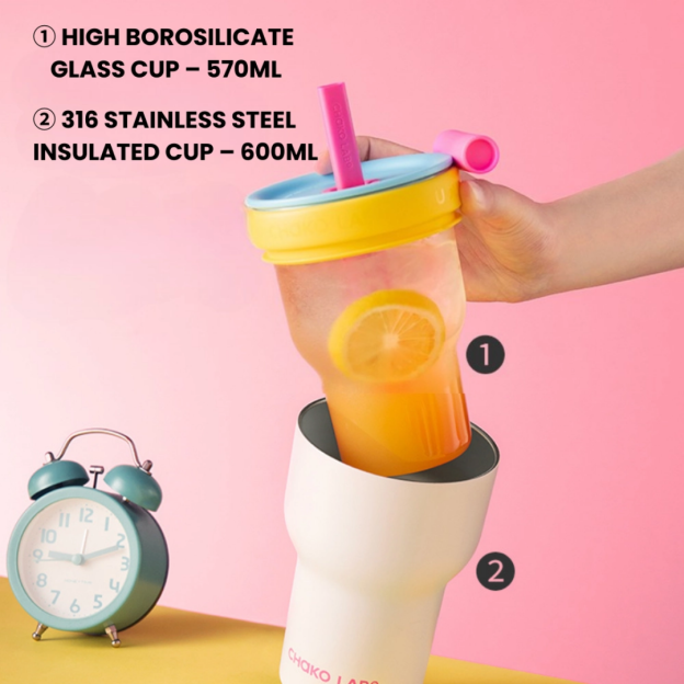 Chako Lab Pang Pang Cup (Double layer) - Pink Green