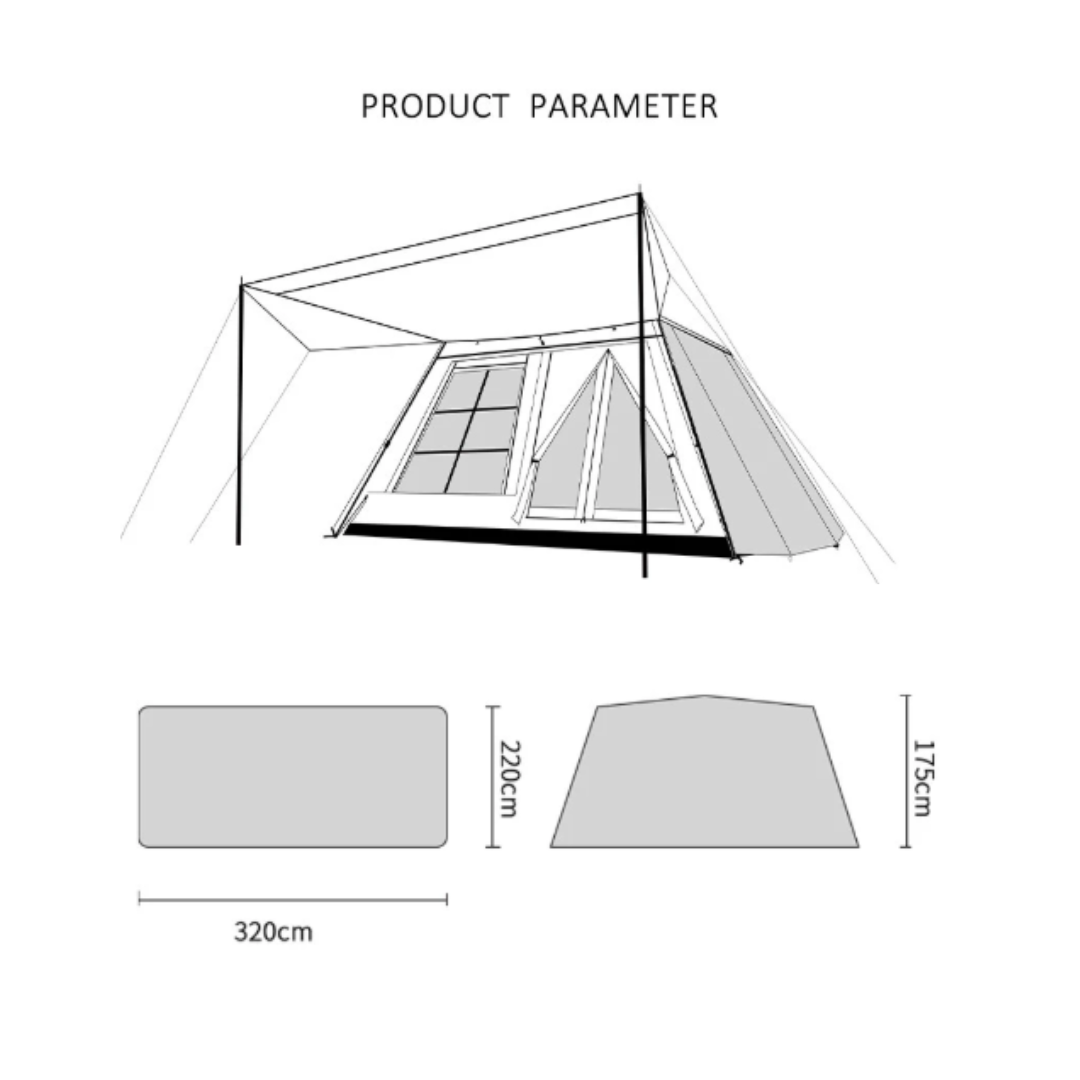 Stoic Villa 10.5 Black-Coated Automatic 2-5 person Tent - Khaki