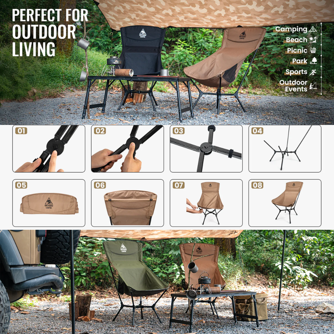 OneTigris Oasisflex High Back Camping Chair - Coyote Brown