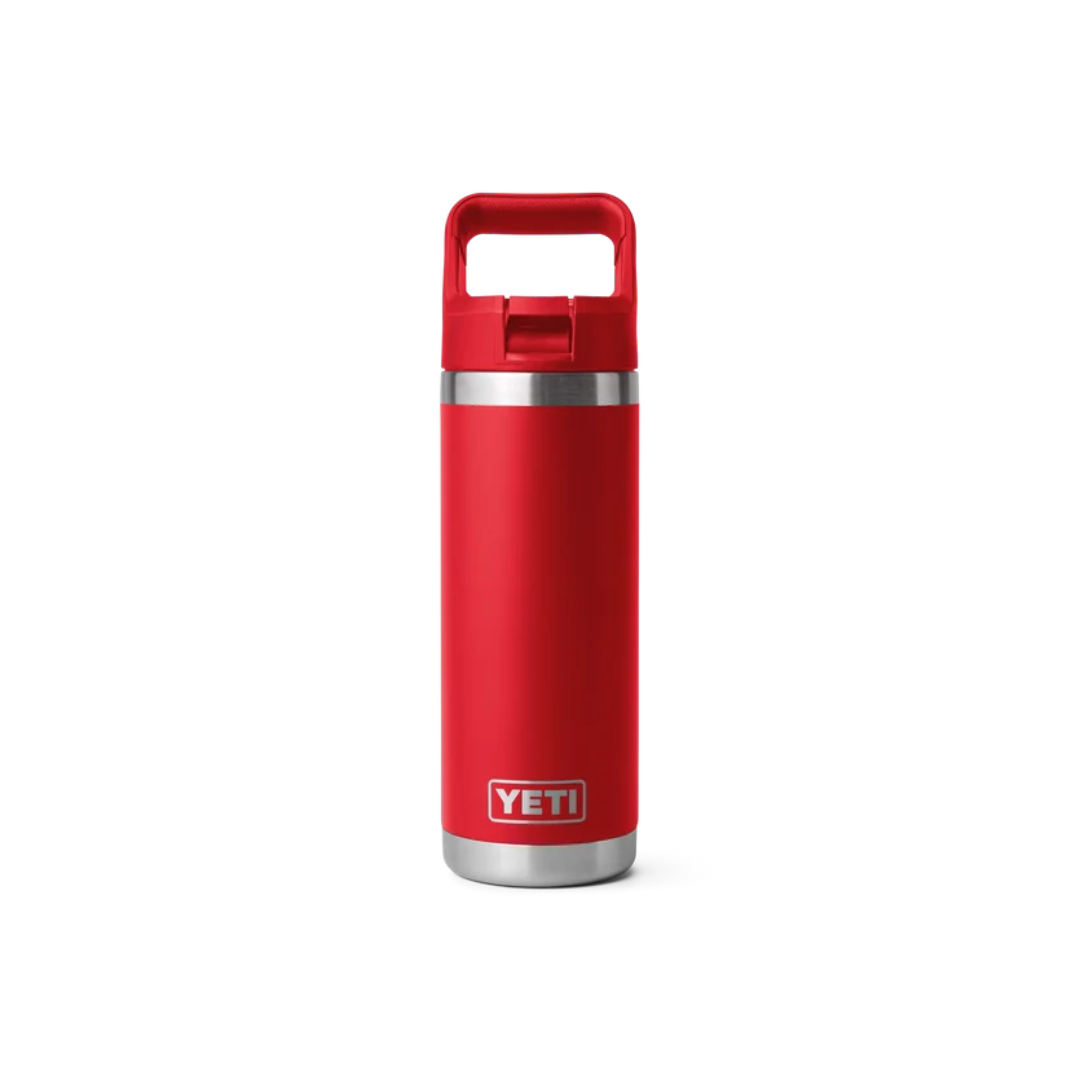 YETI Rambler 18 oz Water Bottle with Color-Matched Straw Cap- Rescue Red
