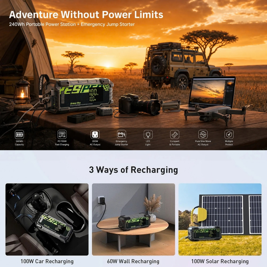 YESPER Armor Pro Power Startion with Jump Starter 240Wh