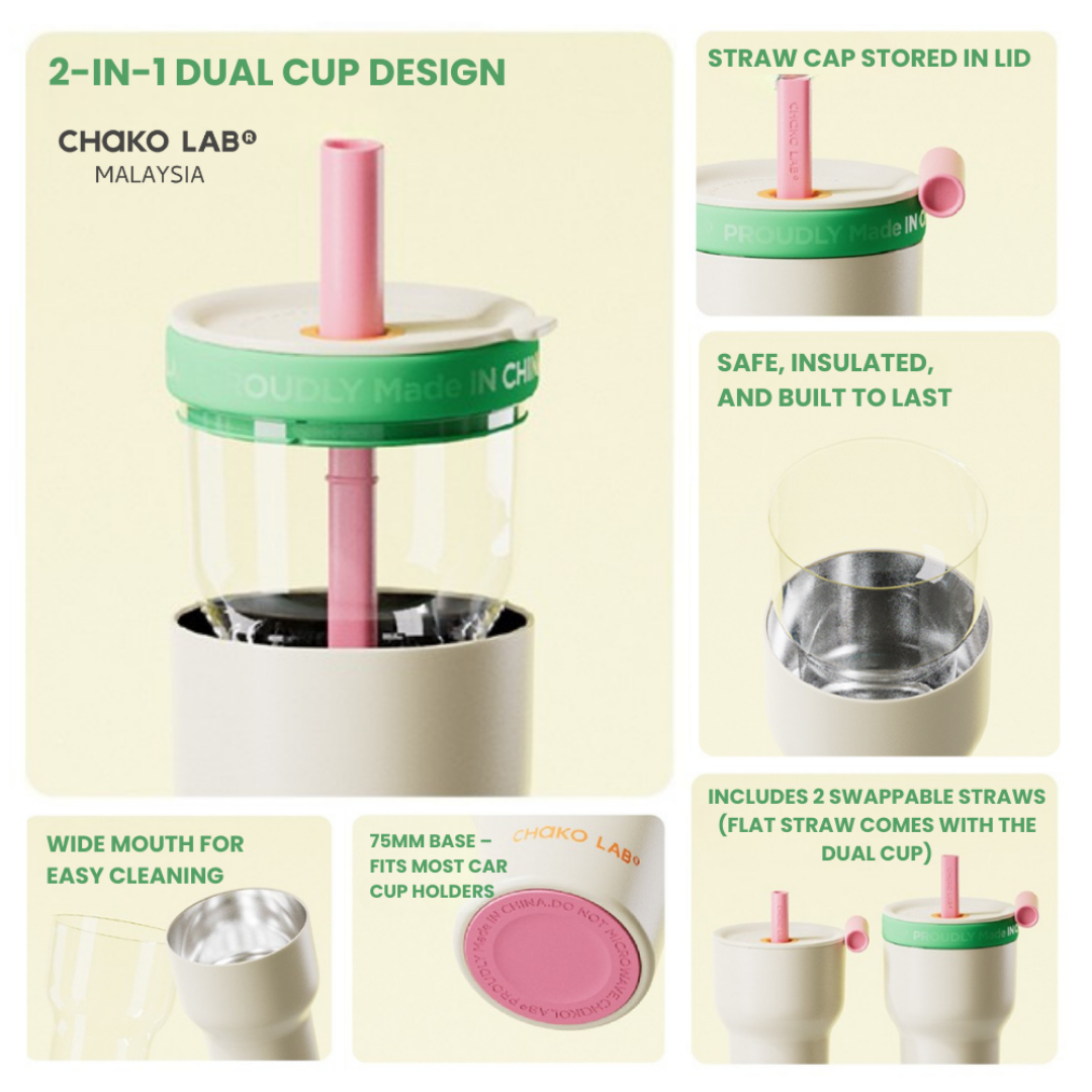 Chako Lab Pang Pang Cup (Double layer) - Pink Green