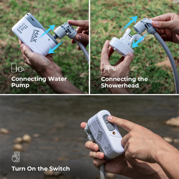 Flextail Max Rechargeable Instant Outdoor Shower - with storage case-Goritta Works Sdn. Bhd. 202501017603 (1619017-X)