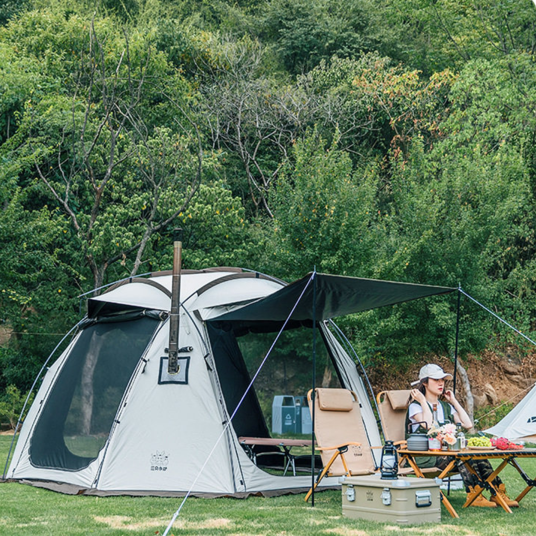 SZXL Sphere Black Coated 2-8 Person Tent- Ivory White