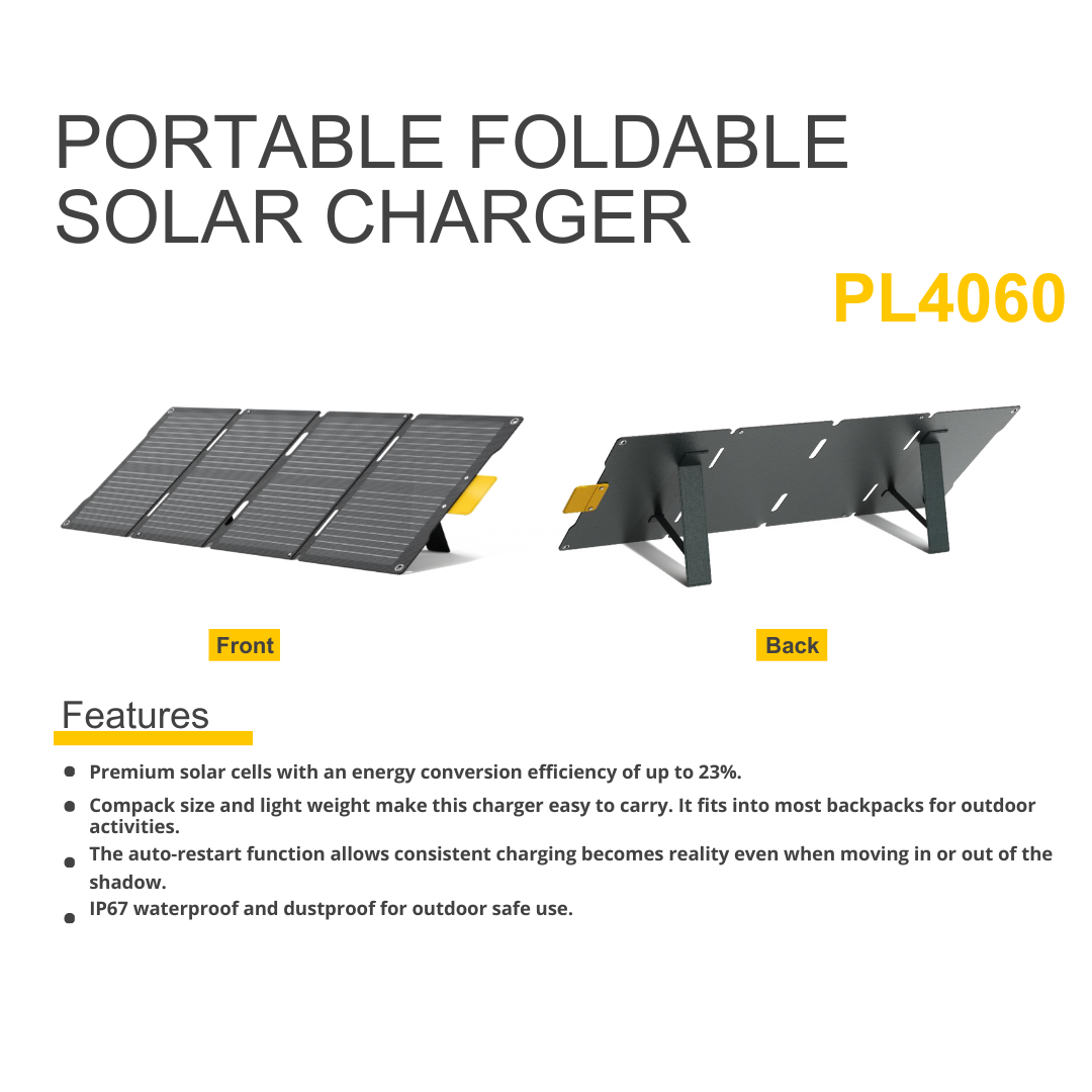 NEG Portable Foldable Solar Charger PL4060 -60W-Goritta Works Sdn. Bhd. 202501017603 (1619017-X)