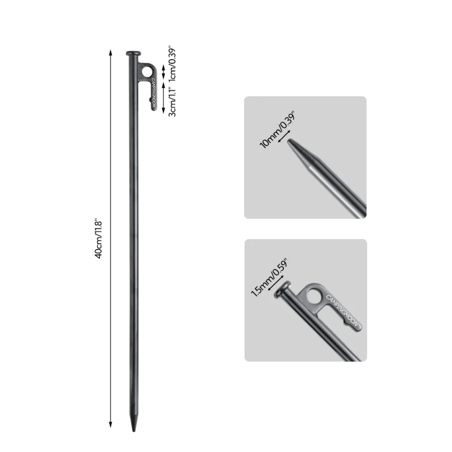 Campingmoon Carbon Steel Tent Stakes 40cm 6pcs