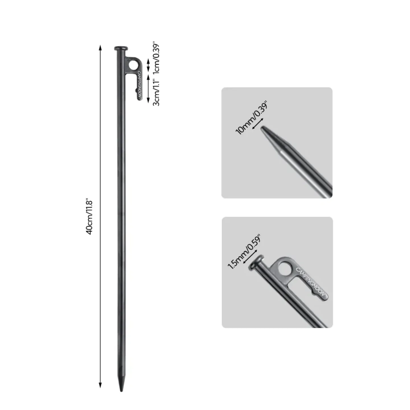 Campingmoon Carbon Steel Tent Stakes 40cm 6pcs