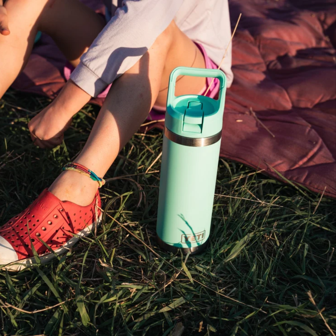 YETI Rambler 18 oz Water Bottle with Color-Matched Straw Cap- Tropical Pink
