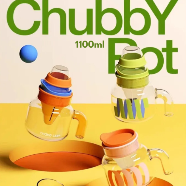 CHAKO LAB Chubby Glass Pot - Orange / Blue-Goritta Works Sdn. Bhd. 202501017603 (1619017-X)