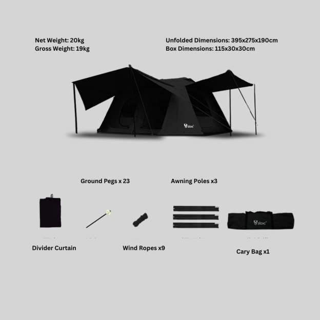 Stoic Villa 13 Black-Coated Automatic 6-8 person Tent - Black