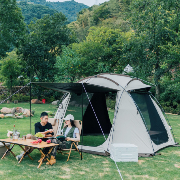 SZXL Sphere Black Coated 2-8 Person Tent- Ivory White