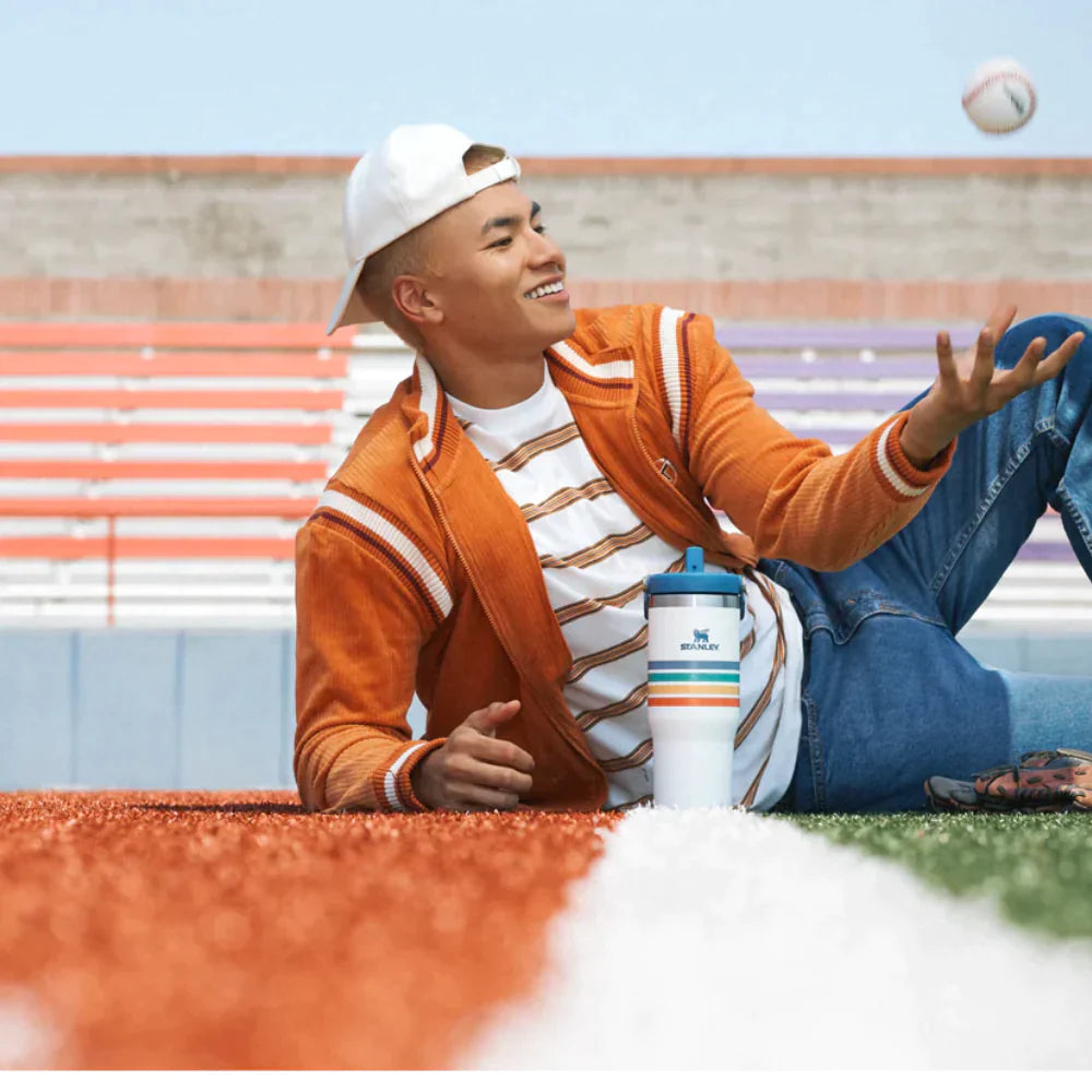 Stanley Adventure Varsity Iceflow™ Flip Straw 30oz Tumbler - Cream Stripe-Goritta Works Sdn. Bhd. 202501017603 (1619017-X)