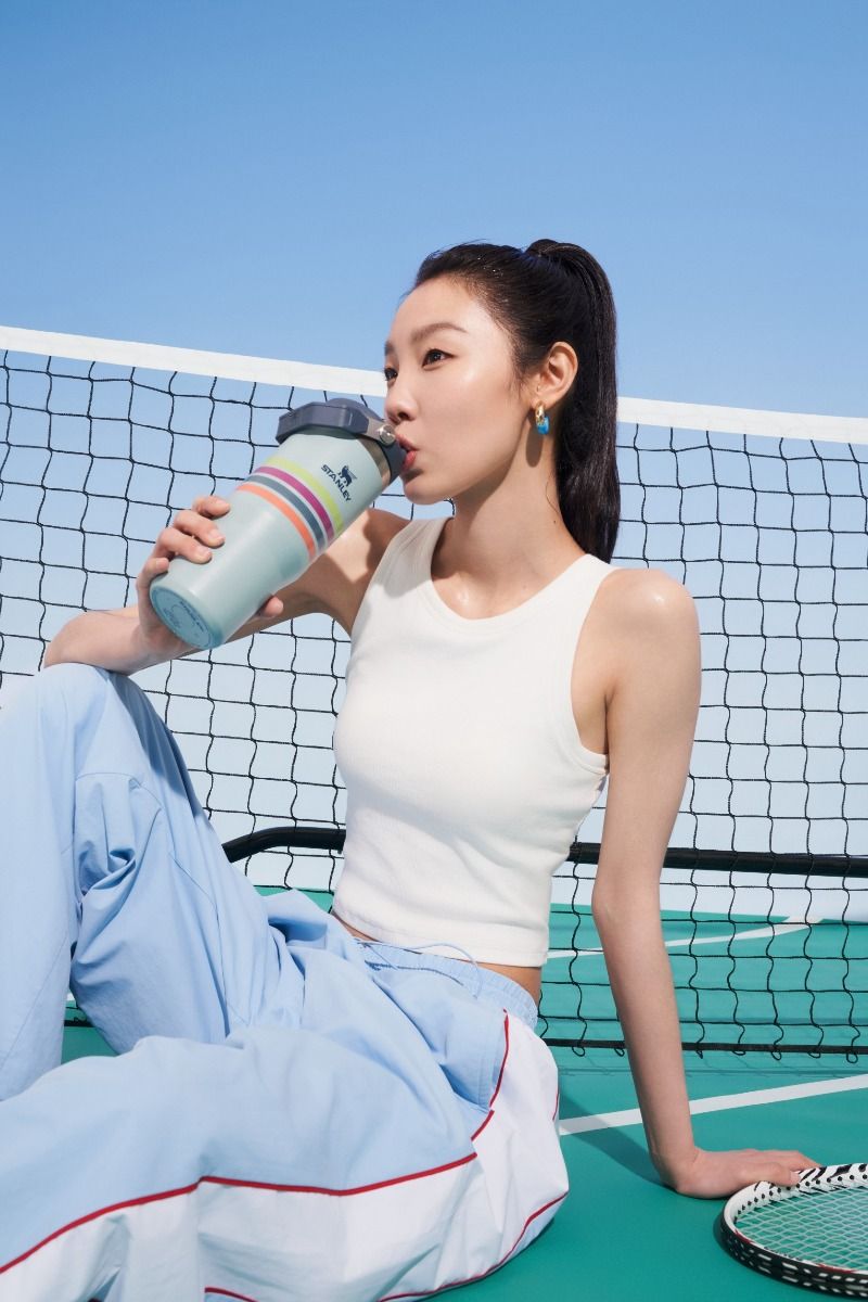 Stanley The Varsity Iceflow™ Flip Straw Tumbler 30oz - Seafoam Stripe-Goritta Works Sdn. Bhd. 202501017603 (1619017-X)
