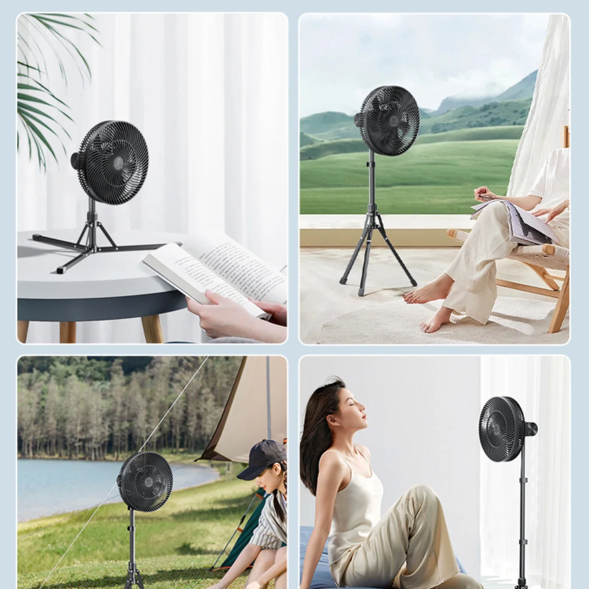 LEMOISTAR 12inch Camping Stand Fan with tripod 16000mAh - Black