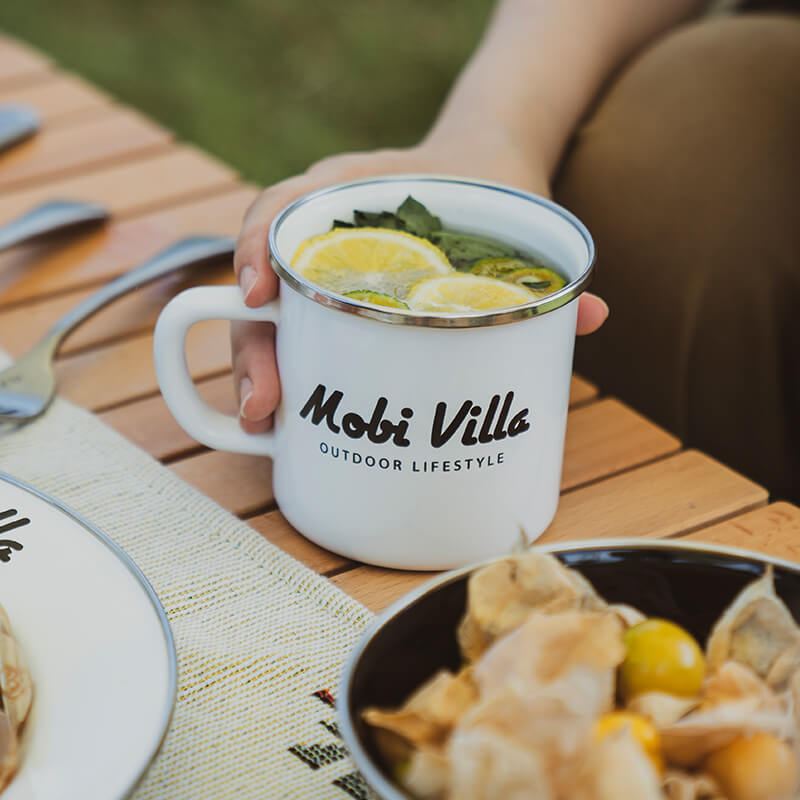 Mobi Garden Huan Yan Enamel Cup 350ml - White