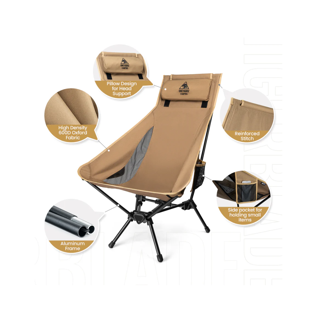 OneTigris Tigerblade High Back Camping Chair 07 - Coyote Brown