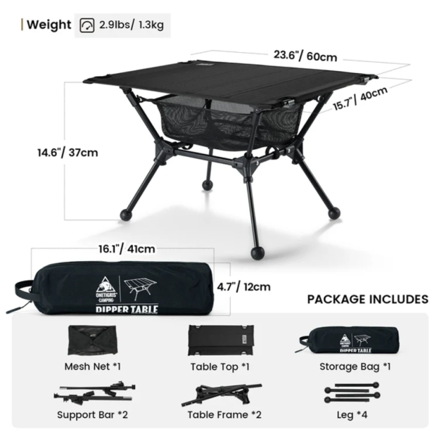OneTigris Dipper Camping Table - Black 
