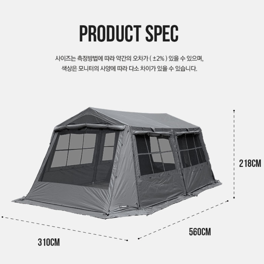 KZM Wild Field Oscar House  3-4Person Tent - Charcoal