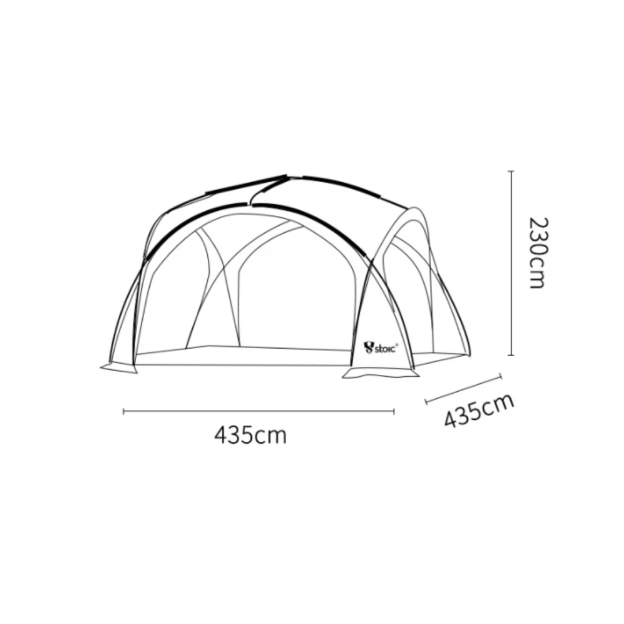 Stoic 2.3m Dome Shelter with Black-Coated Zipper Model - Black