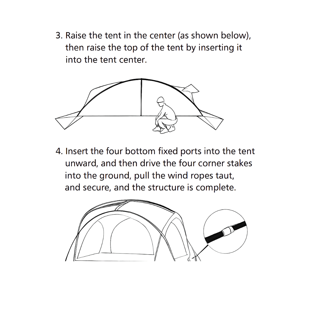 Stoic 2.3m Dome Shelter with Black-Coated Zipper Model - Black