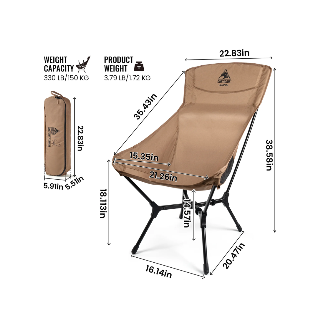 OneTigris Oasisflex High Back Camping Chair - Coyote Brown