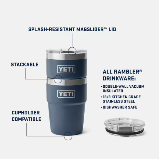 YETI Rambler 16 oz Stackable Cup with MagSlider™ Lid - Black