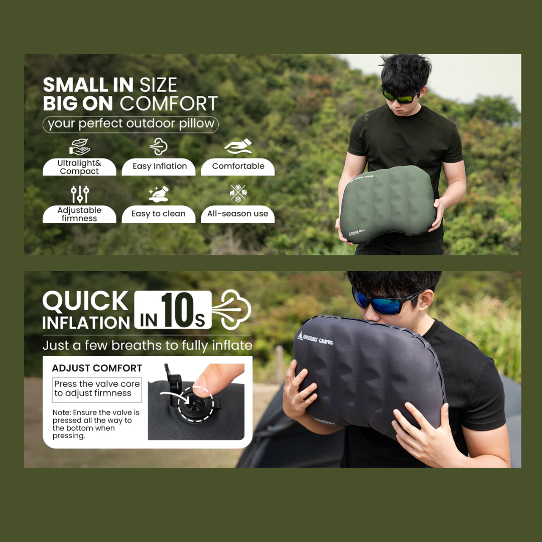 OneTigris Airdream Inflating Pillow - Deep Gray