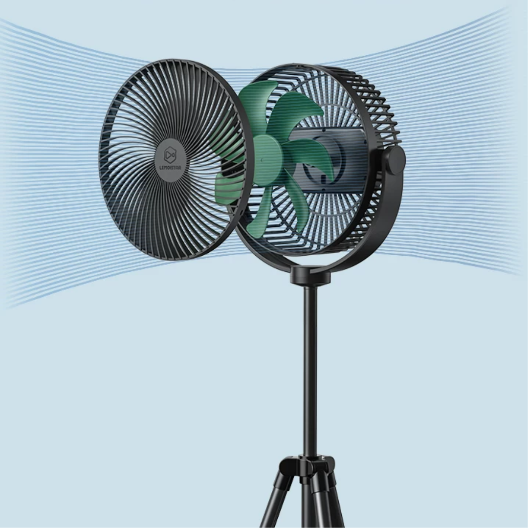 LEMOISTAR 8inch Camping Stand Fan with tripod FT7L - Black