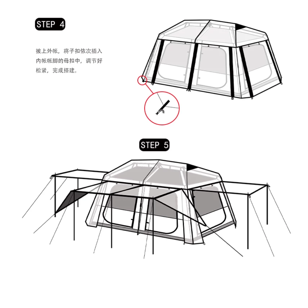 Stoic Villa 13 Black-Coated Automatic 6-8 person Tent - Black