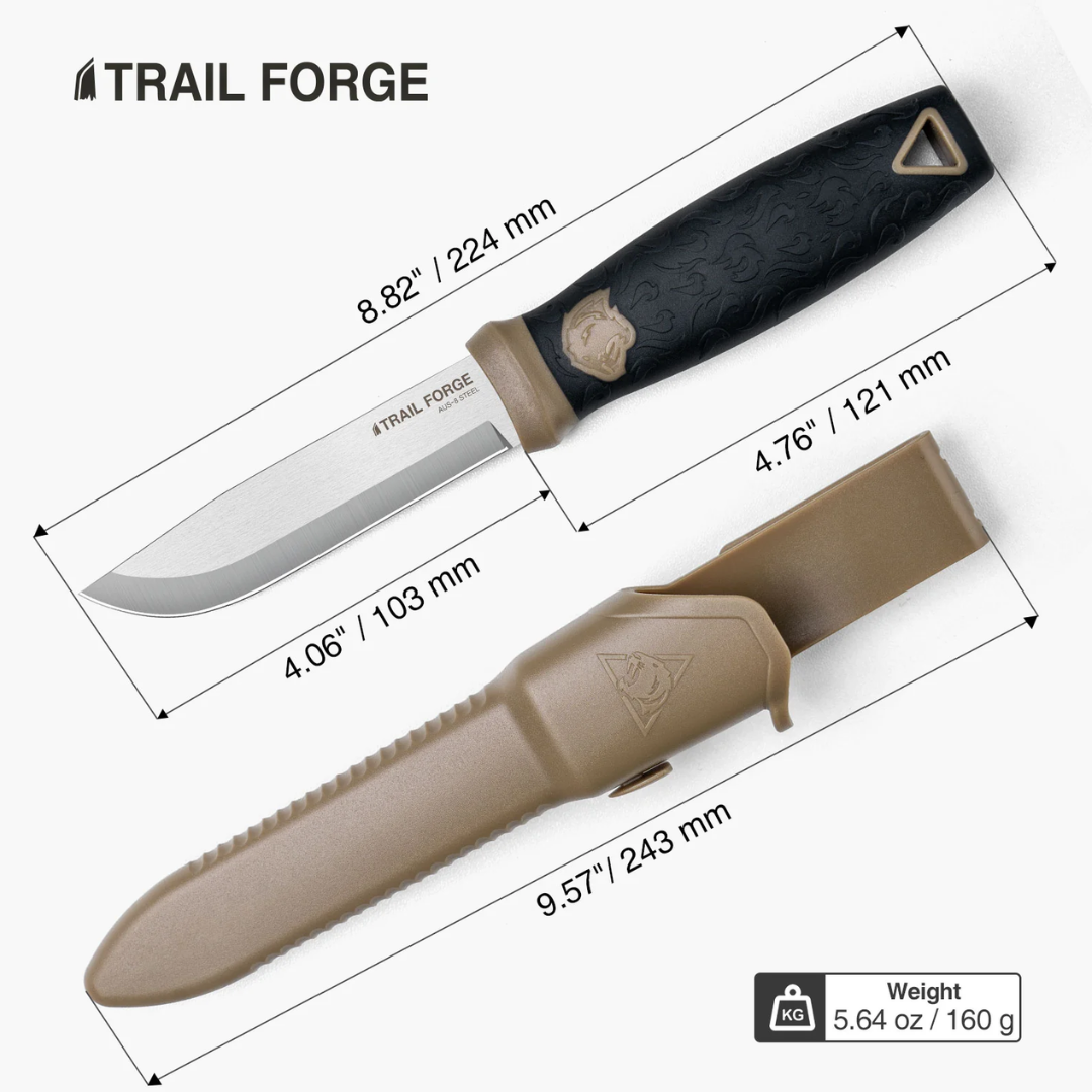OneTigris Trail Forge Camping Knife with case - Black