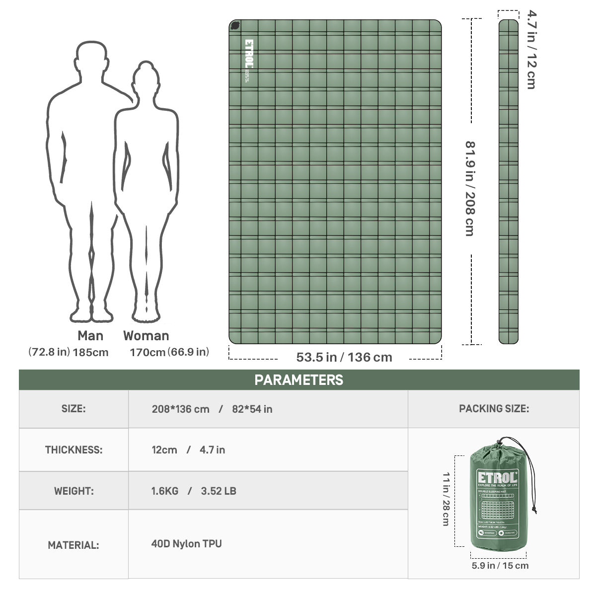 Etrol Whale Double Inflatable Sleeping Pad-Goritta Works Sdn. Bhd. 202501017603 (1619017-X)