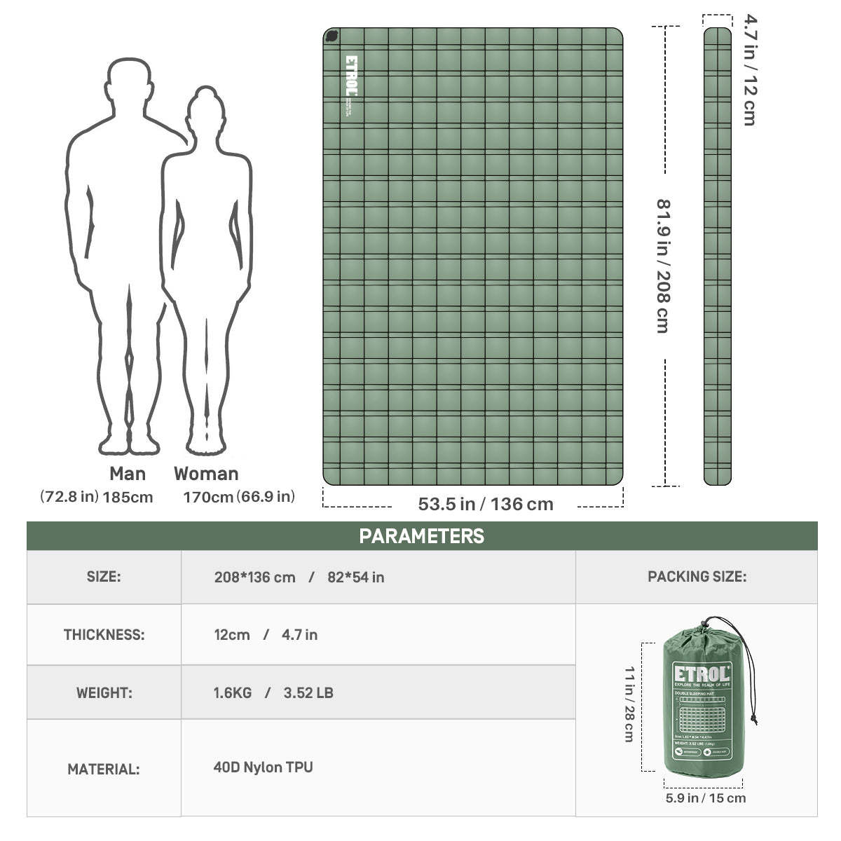 Etrol Whale Double Inflatable Sleeping Pad-Goritta Works Sdn. Bhd. 202501017603 (1619017-X)