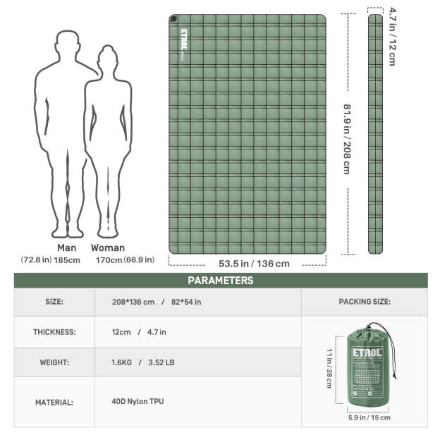 Etrol Whale Double Inflatable Sleeping Pad-Goritta Works Sdn. Bhd. 202501017603 (1619017-X)