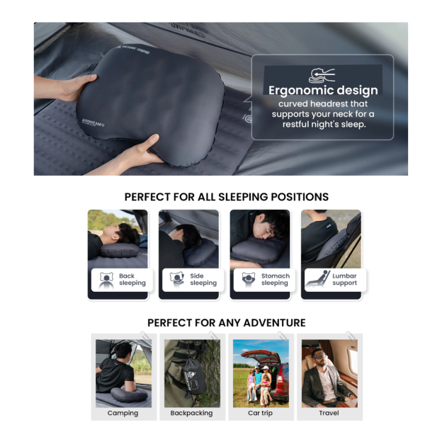 OneTigris Airdream Inflating Pillow - Deep Gray