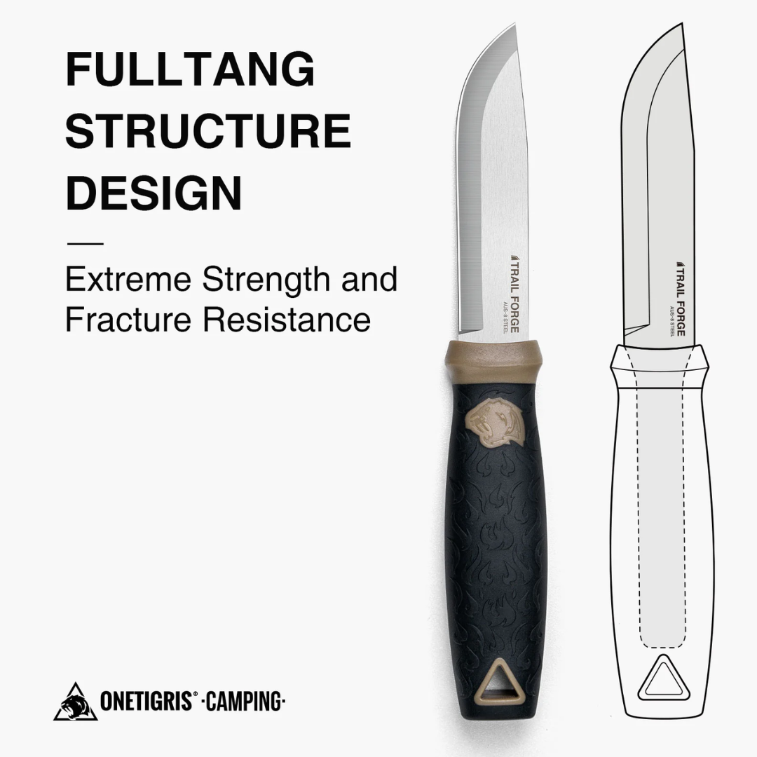 OneTigris Trail Forge Camping Knife with case - Black