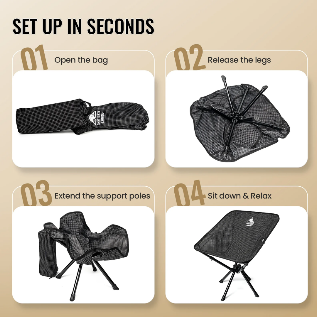 OneTigris Forrest Lightweight Camping Chair 10 - Black