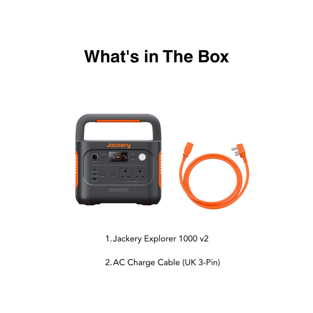 Jackery Explorer 1000 v2 Portable Power Station - 1070Wh, AC 1500W