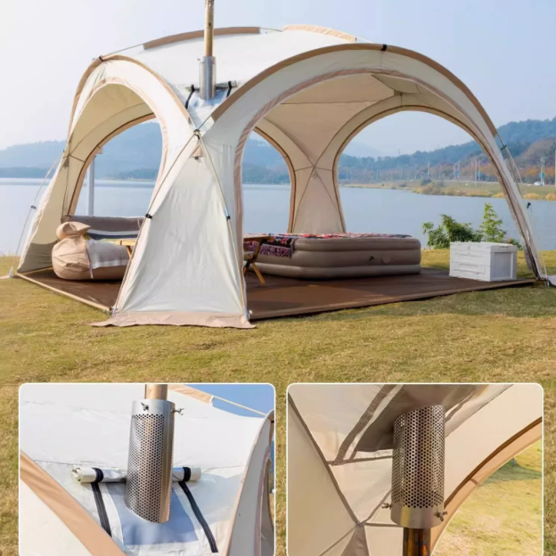 Stoic 2.3m Dome Shelter with Black-Coated Zipper Model - Black