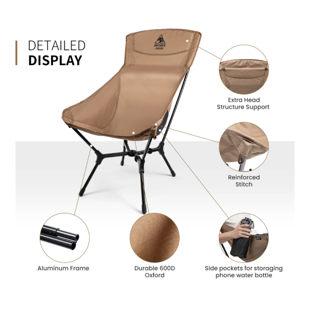 OneTigris Oasisflex High Back Camping Chair - Coyote Brown