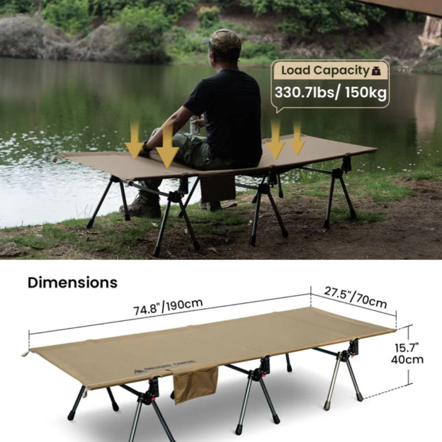 OneTigris Supranubis Camping Cot - Grey