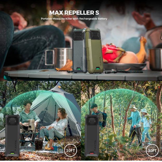 Flextail Max Repel S  - 2-in-1 Rechargeable Mosquito Repellent - Black-Goritta Works Sdn. Bhd. 202501017603 (1619017-X)