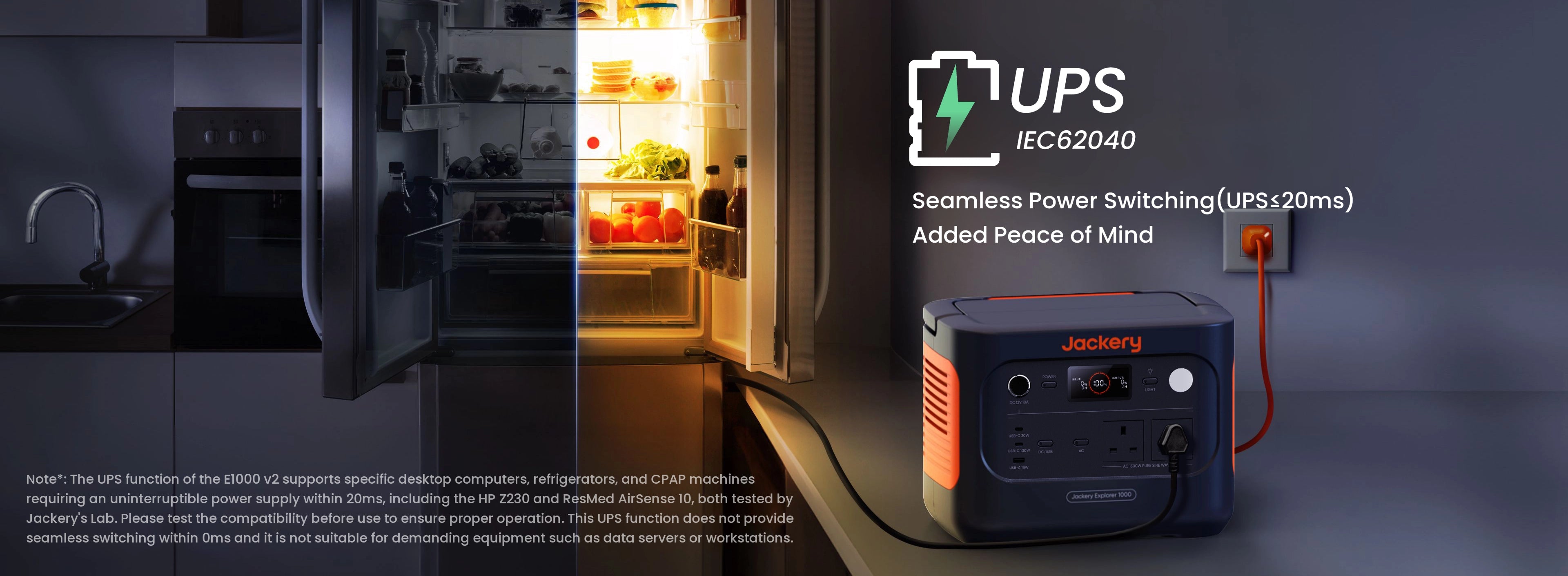 Jackery's 1000 v2 portable power station provides a stable power supply for refrigerators, eliminating worries about darkness and power outages.