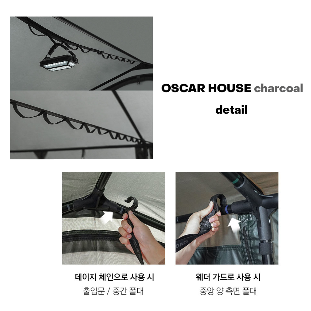 KZM Wild Field Oscar House  3-4Person Tent - Charcoal